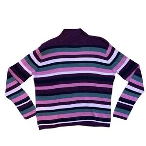 Vintage Sag Harbor Women’s Striped Pink/Purple Mockneck Sweater Size XL
